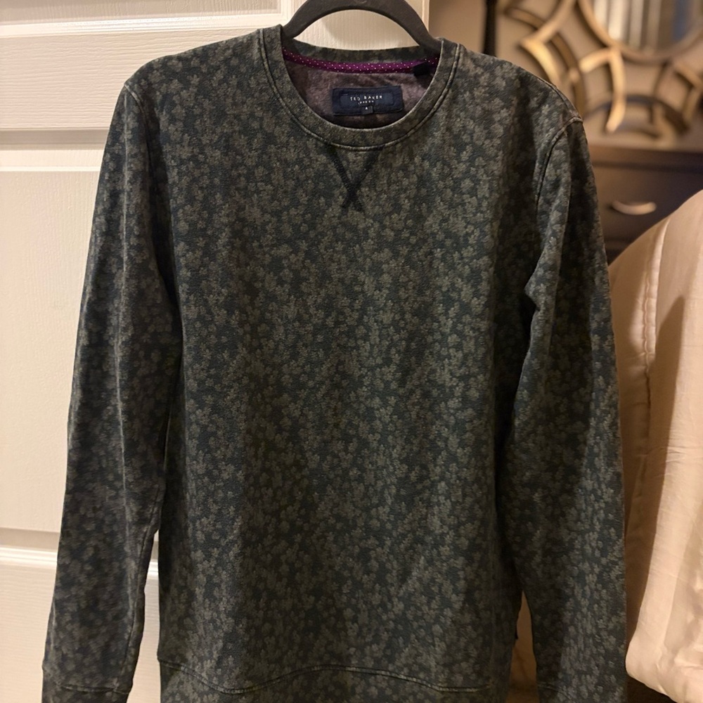 Ted Baker Men's Patterned Gray Crewneck Sweater
